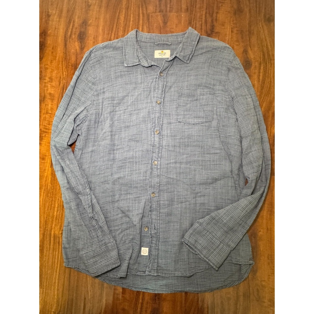Marine Layer Blue Casual Button Down Shirt